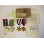 Four British World War II medals on ribbons, awarded to one LAC E.F Gates, no. 1211308, viz.