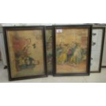 Four Victorian coloured prints: to include 'A Tailors Wedding' 9'' x 13'' framed TOS8