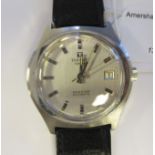 A 1980s Tissot Seastar cal 2770 brushed stainless steel cased wristwatch,