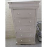 A modern white painted six drawer pedestal dressing chest,