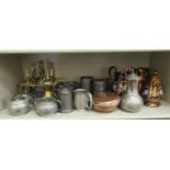 A mixed lot: to include pewter tankards,