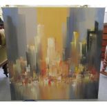 Wilfred - a New York city skyline scene oil on canvas bears a signature 39'' x 39'' HRSF