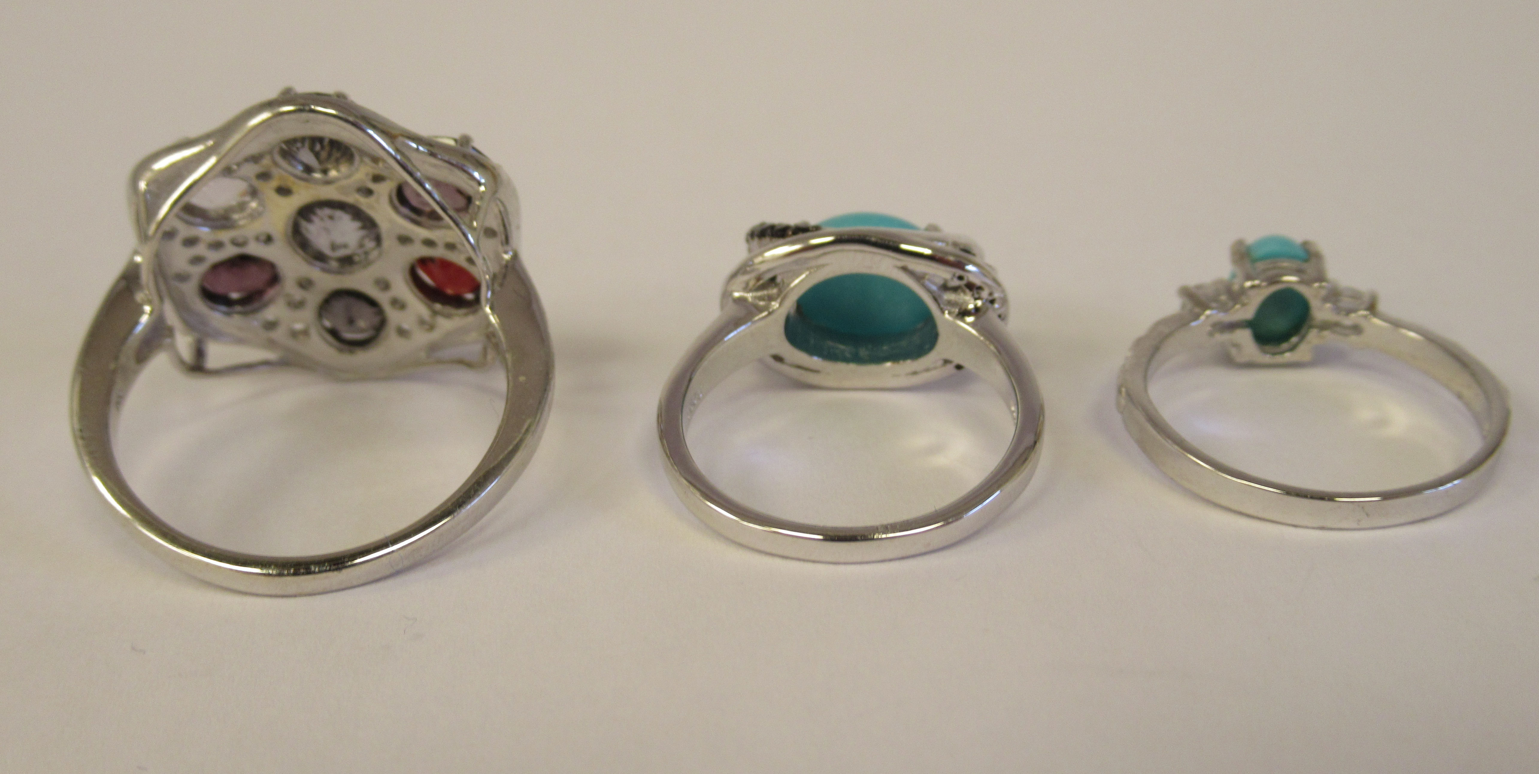 Sterling silver mounted jewellery: to include an Ethiopian opal and white topaz ring 11 - Image 9 of 10