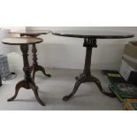 Three 19thC and later mahogany pedestal tables,