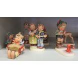 Seven Goebel china Hummel figures: to include 'Happy Days' 4''h OS3