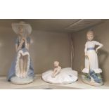 Three Nao porcelain figures: to include a kneeling ballerina 4''h OS7