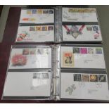 Seven albums containing First Day covers, circa 1985-2002: to include National Trust, Coronation,