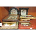 19thC picture frames and tapestries mixed wood patterns & sizes SR