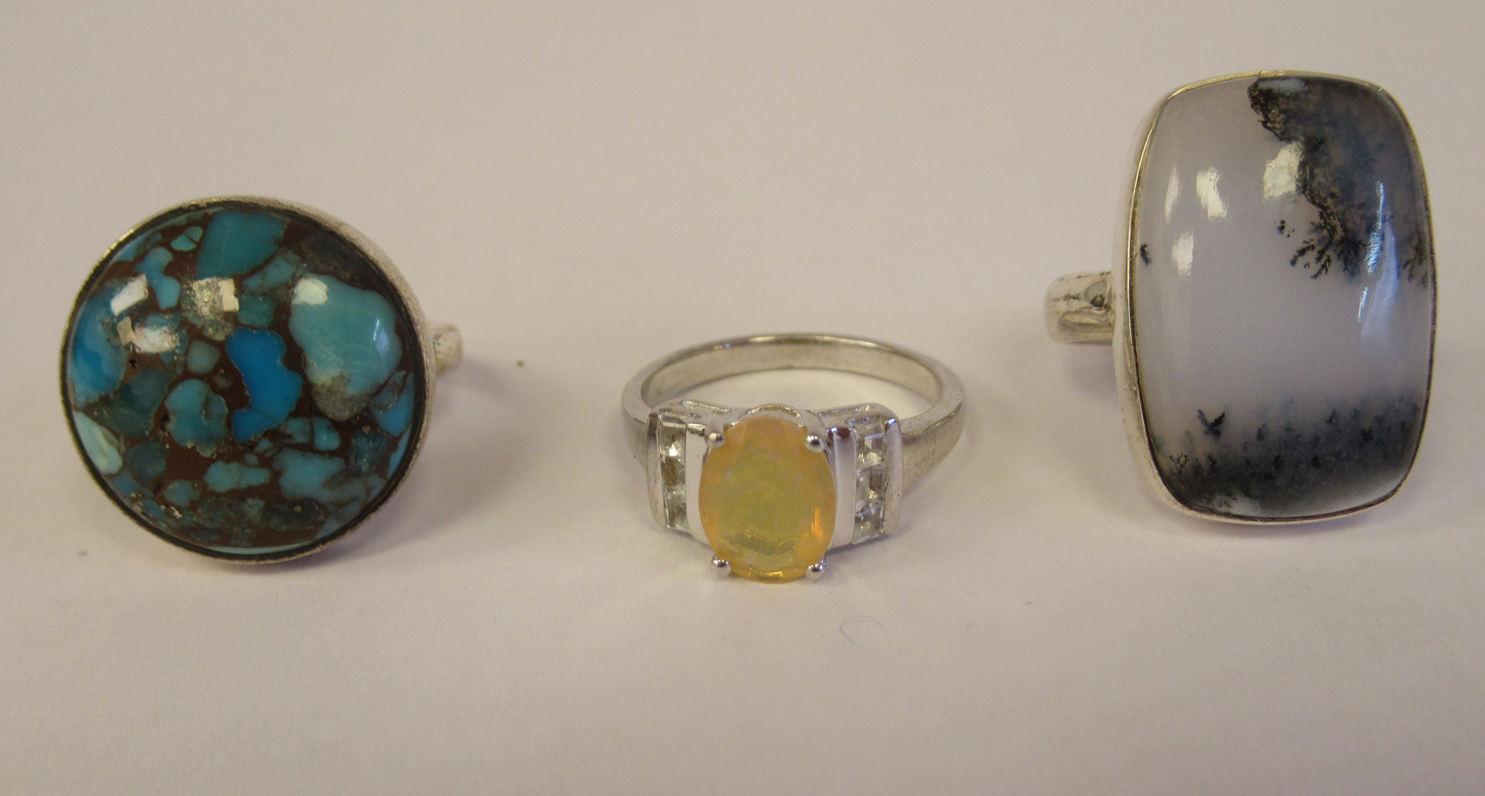 Sterling silver mounted jewellery: to include an Ethiopian opal and white topaz ring 11 - Image 6 of 10