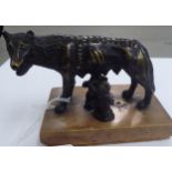 A bronze finished cast brass model, Romulus & Remus', on a plinth 3.