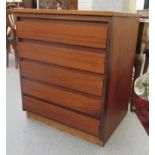 A modern teak plan chest, the top with an inset fabric scriber,