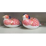 Two Royal Crown Derby china paperweights, each fashioned as a pheasant 2.