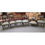 Edwardian mahogany framed, decoratively carved and similarly upholstered salon chairs, viz.