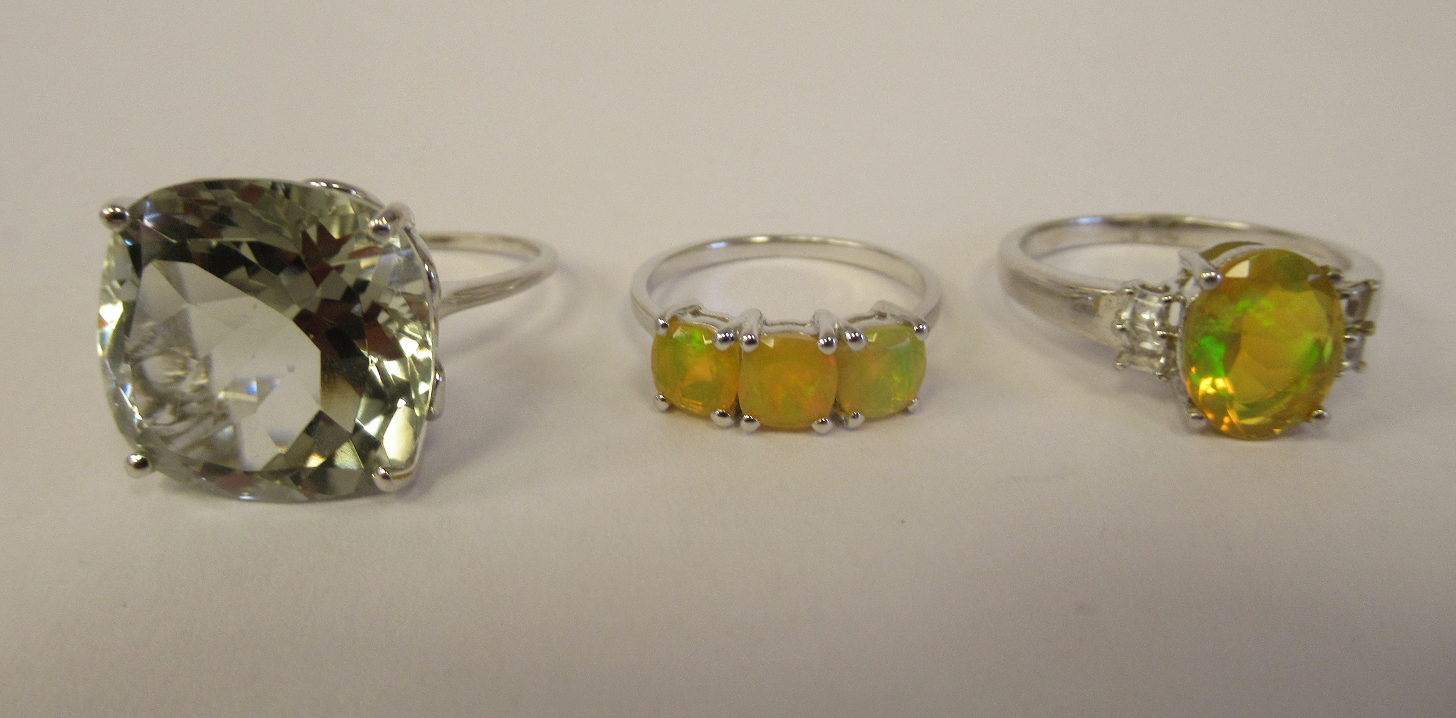 Sterling silver mounted jewellery: to include an Ethiopian opal and white topaz ring 11 - Image 2 of 10