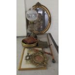 A mixed lot: to include a Victorian style oil lamp 23''h;