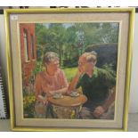 Alison M Dickens - 'Mr & Mrs Proctor' oil on board bears a label verso 23'' x 24'' framed