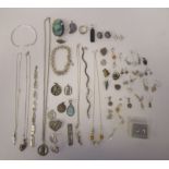 Silver, silver coloured and white metal jewellery: to include neckchains,