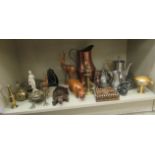 A mixed lot: to include mainly decorative metalware and wooden animal carvings, viz.