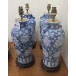 Four 20thC Chinese porcelain table lamps,