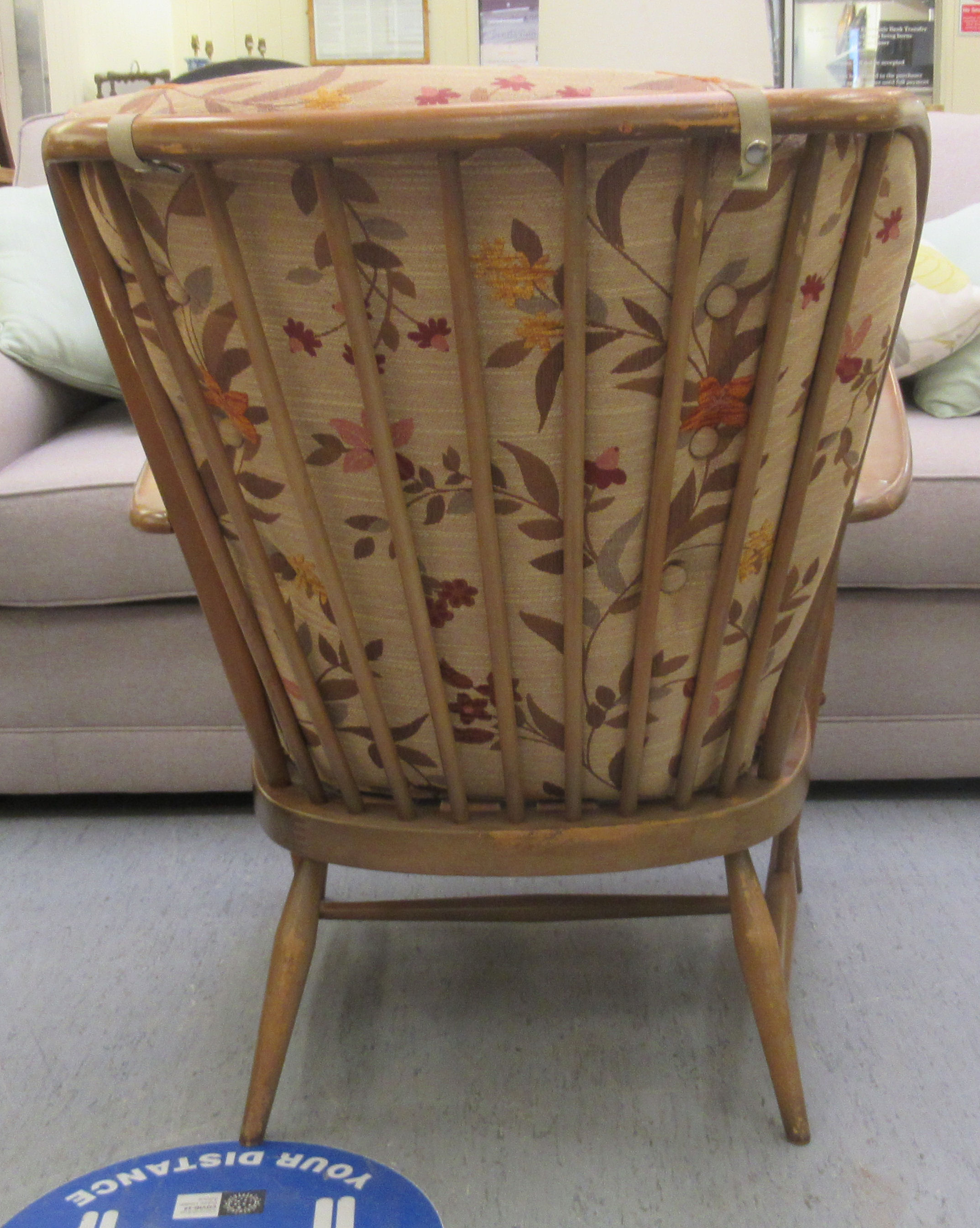 An Ercol Dawn beech and elm framed, low spindled back, - Image 3 of 4