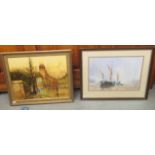 Randall - moored sailing boats watercolour bears a signature & dated 1988 12'' x 19'' framed;