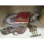 A mixed lot: to include three similar pairs of 19thC scissor action candle wick trimmers and a tray;