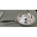 A 19thC silver plated warmer pan with cover,