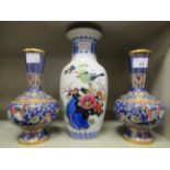 A pair of 20thC Chinese cloisonne vases,