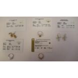 Gold mounted jewellery: to include a 9ct Marialite and white zircon ring