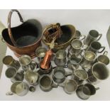 19th & 20thC metalware: to include cast iron keys; pewter tankards; and hearth related brassware