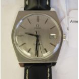 A 1970s Omega Genève stainless steel cased wristwatch, the movement with sweeping seconds, faced