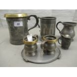 18thC and later pewter: to include a late Victorian Tudric condiment pot and cover