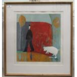 Annora Spence - 'Walking the Pig' Limited Edition 104/250 coloured print bears a pencil