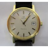 An Omega gold plated/stainless steel cased wristwatch, the automatic movement faced by a gilded