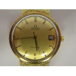 A 9ct gold cased Omega Genève bracelet wristwatch, the automatic movement with sweeping seconds,