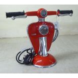 An 'as new'  red painted and chromium plated novelty table lamp,  fashioned as a Lambretta