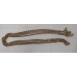 A 9ct gold belcher link muff chain, on a dog clip clasp