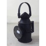 A reproduction of a black painted iron railway signal lamp  12"h