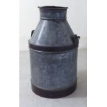 A galvanised iron and rivetted steel bound milk churn  20.5"h
