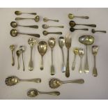 19th & 20thC silver flatware, mainly cruet spoons  mixed marks