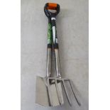 A Green Blade stainless steel garden fork and spade