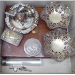 Silver and silver plated collectables: to include a pair of wavy edged shallow dishes  6"dia