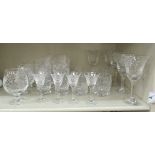 Brierly Fuchsia pattern engraved drinking glasses: to include tall cordials; stemmed wines and