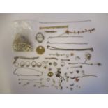 Silver, gold, white and yellow metal and other jewellery component parts and various seed pearl