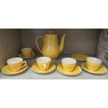 A Royal Copenhagen china Susanne pattern tea set comprising a teapot, five cups and six saucers