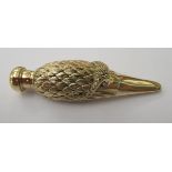 An 18ct gold plated novelty scent bottle, fashioned as a birds' head