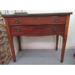 An Edwardian string inlaid mahogany, freestanding two drawer canteen chest (only), raised on