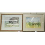 Graham J Painter - 'A Meadow Gate'  watercolour  bears initials & dated '87  10" x 14"  framed;