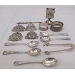 Silver collectables: to include teaspoons; and a pair of sugar nips  mixed marks