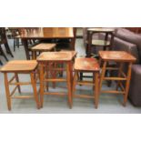 Eight items of small furniture: to include six mid 20thC beech and other framed stools